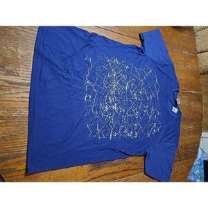 New Large Astrology Zodiac Blue White Short Sleeve Cotton Pullover Tee Tshirt